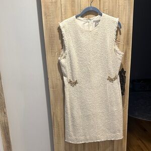 H&M Cream Textured Mini Dress